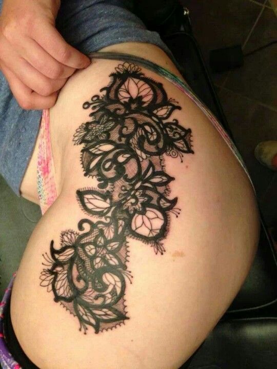 hip lace tattoo