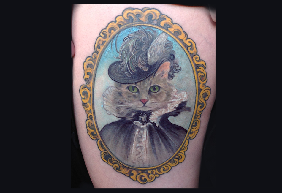  victorian cat tattoo