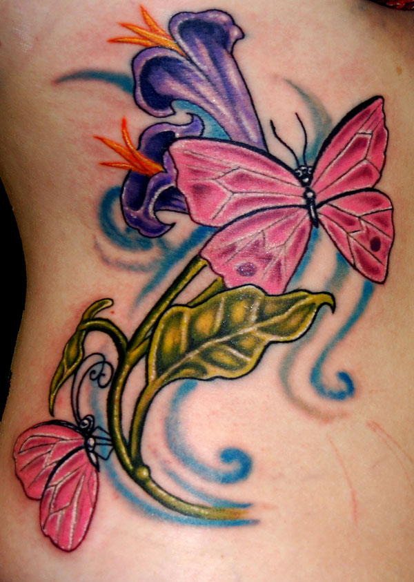 flower and butterfly tattoos