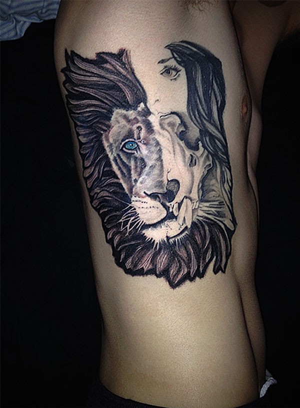 half lion tattoo