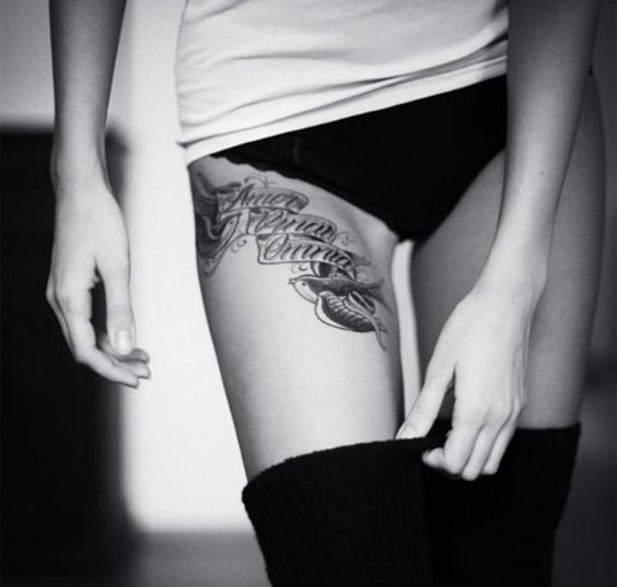 inner thigh tattoos