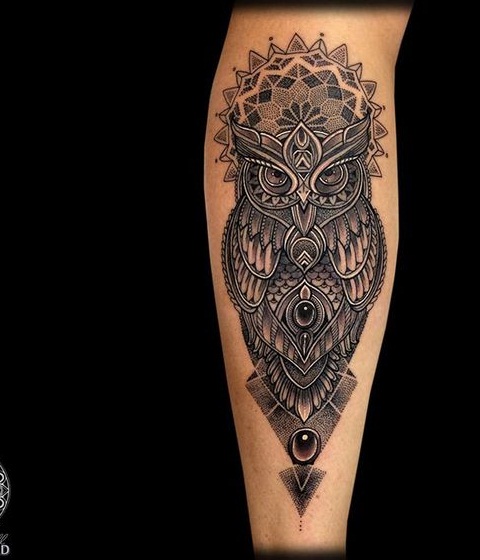  geometric owl tattoo