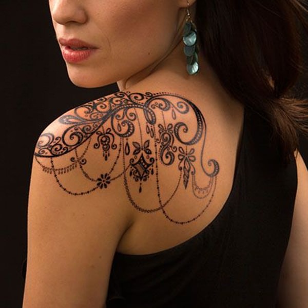 lace shoulder tattoos