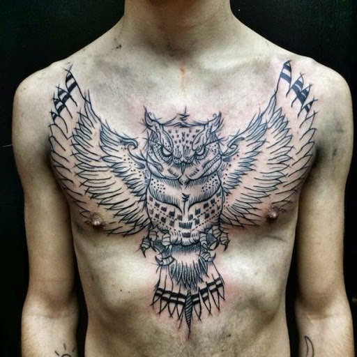  owl chest tattoos