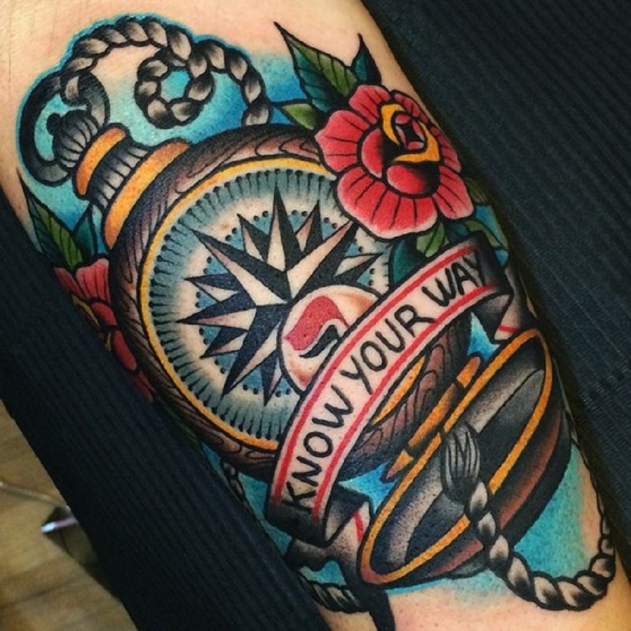  traditional compass tattoo