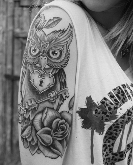  vintage owl tattoo
