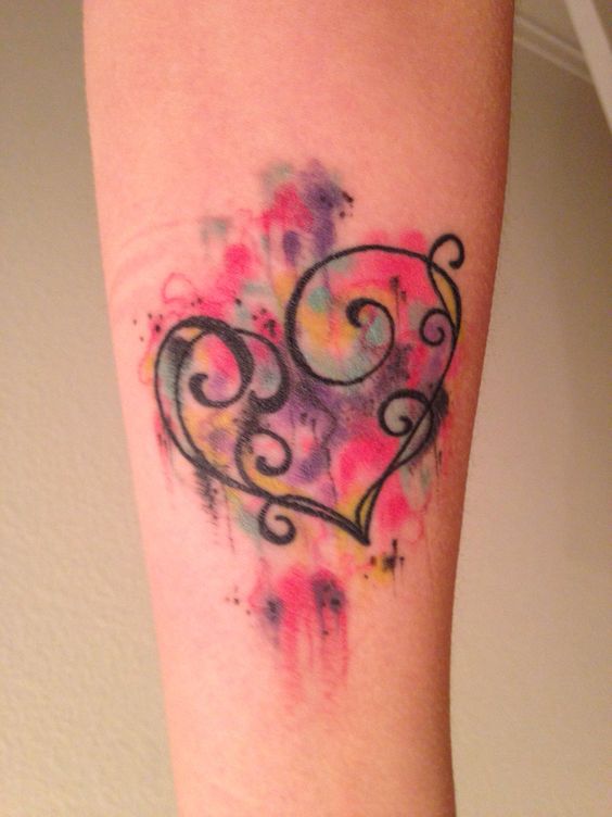  colorful heart tattoos
