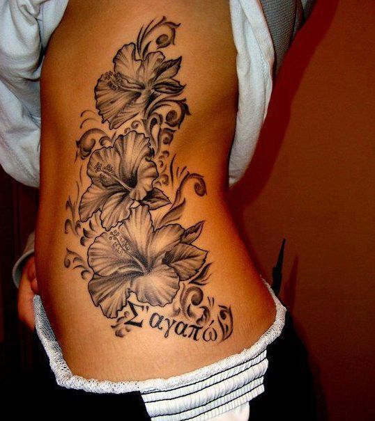  flower tattoos on side