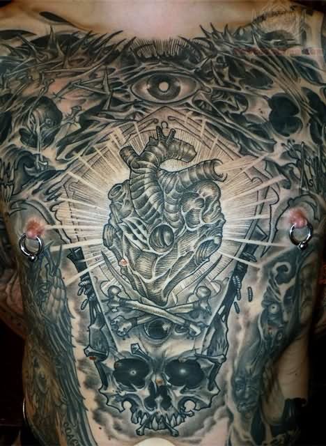 skull tattoos chest
