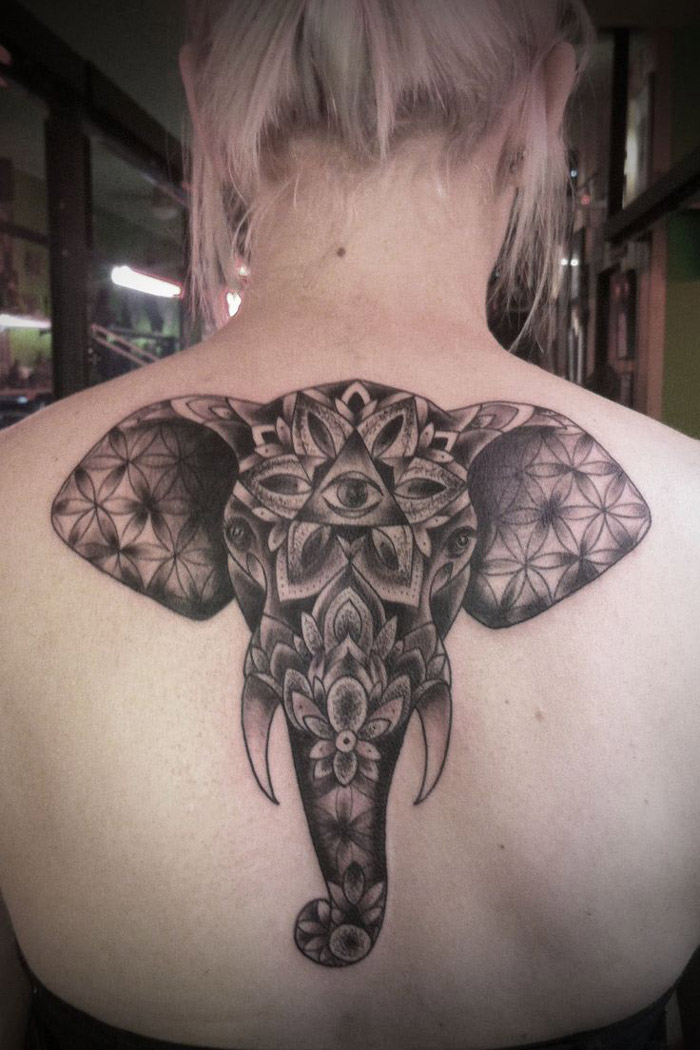  elephant tattoo back