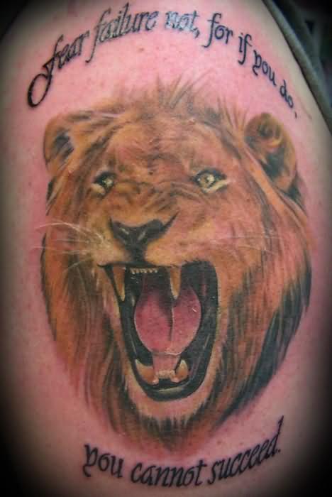 lion tattoo with quote