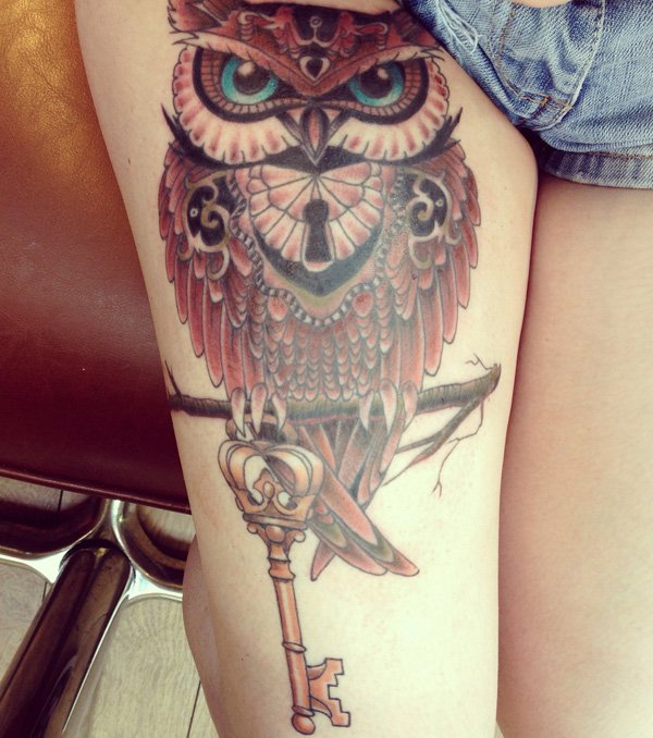  owl tattoo leg
