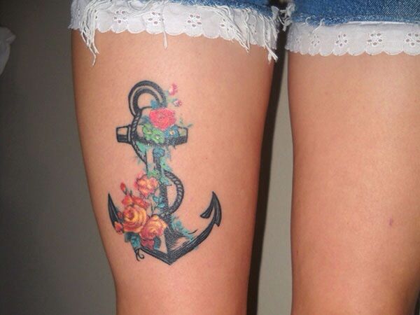  anchor thigh tattoos