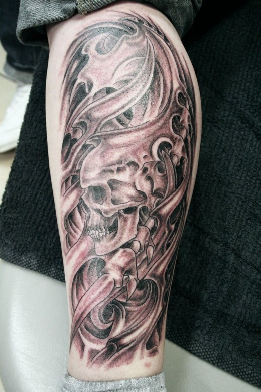 skull tattoos leg