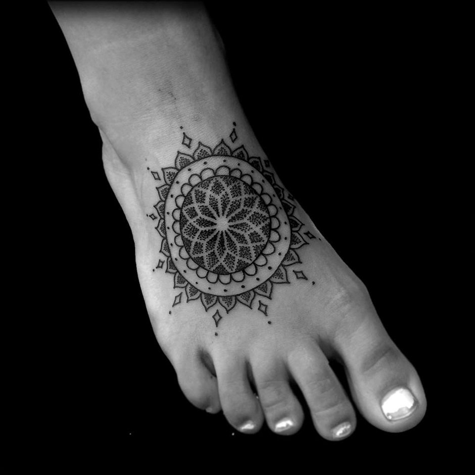 mandala tattoo foot