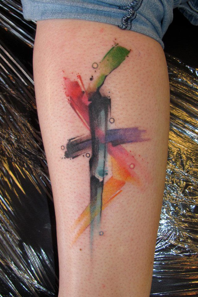  watercolor tattoos cross