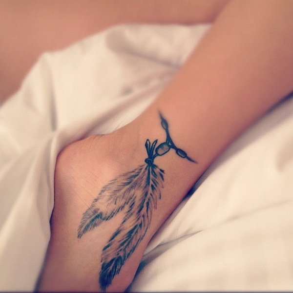  feather tattoo ankle