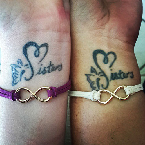 sister tattoos on wrist