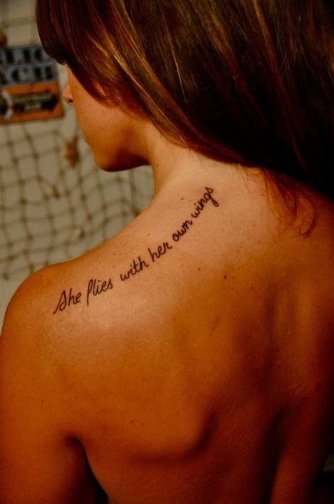 shoulder tattoos with words