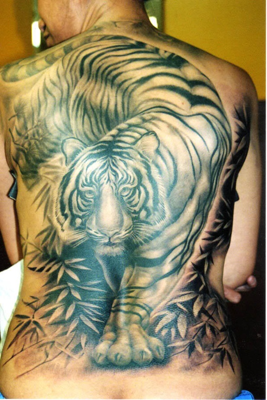 tiger back tattoos