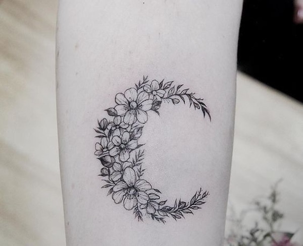  floral moon tattoo
