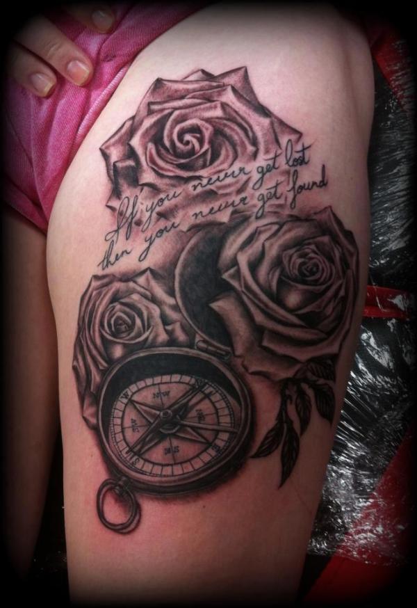  rose compass tattoo