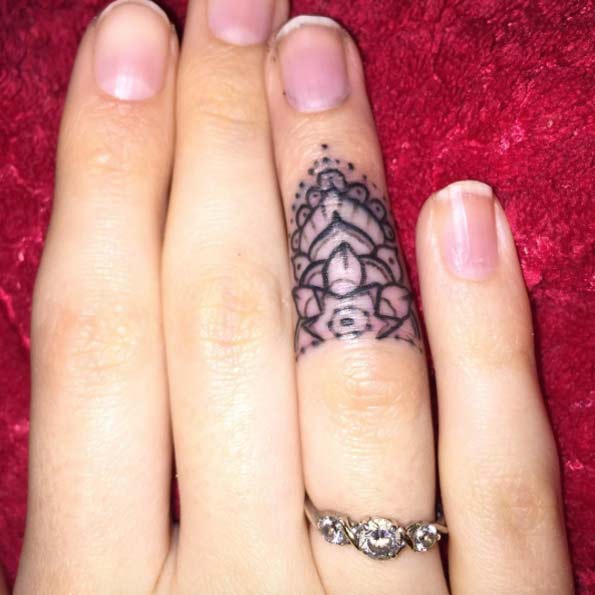 mandala finger tattoos