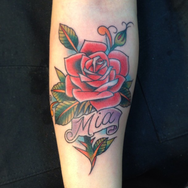 rose tattoo with name