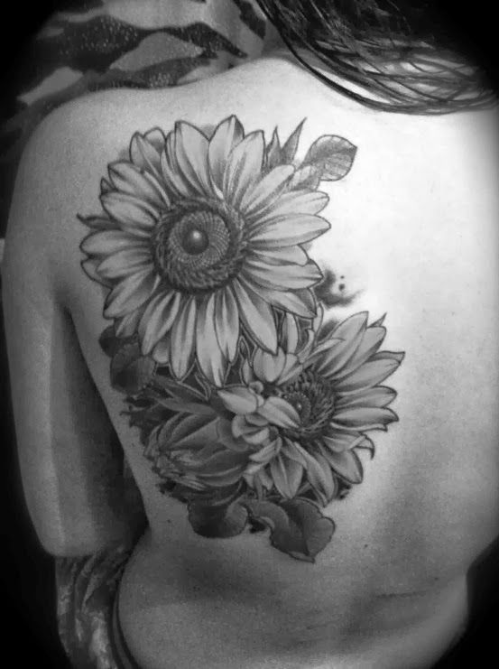  detailed sunflower tattoo