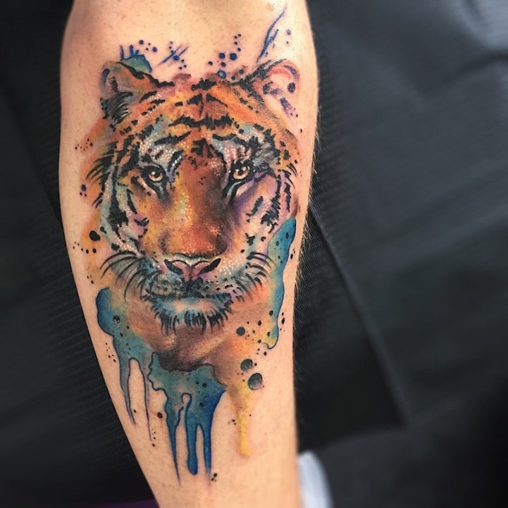  watercolor tattoos tiger