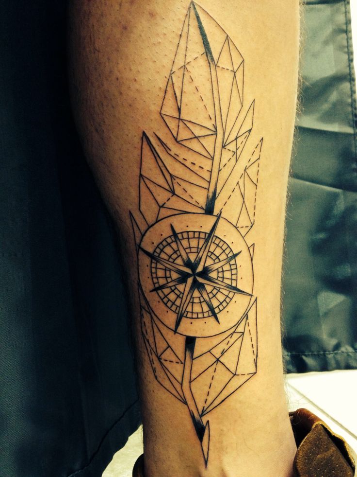  geometric feather tattoo