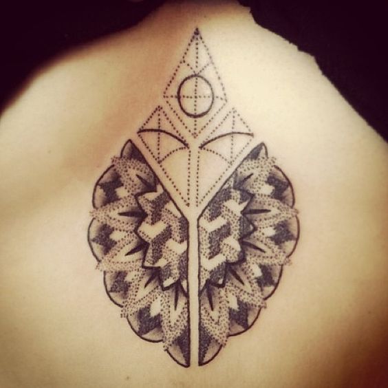 geometric sternum tattoo