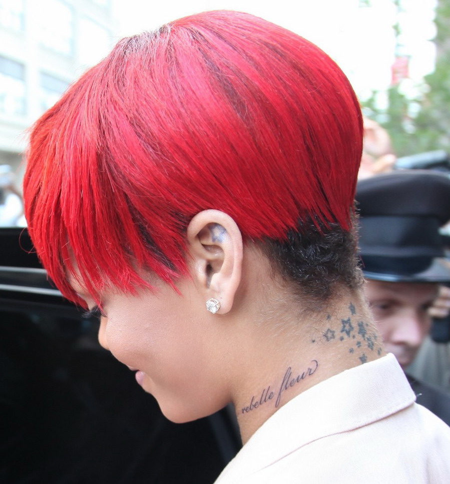 Rihanna neck tattoos