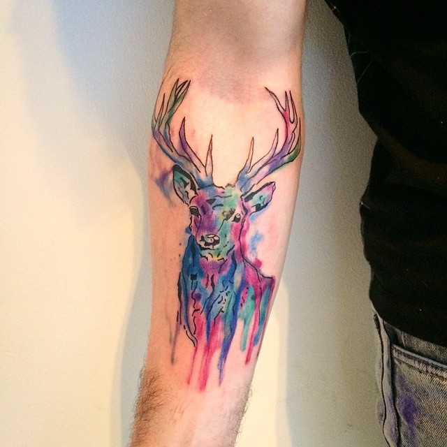 watercolor tattoos deer