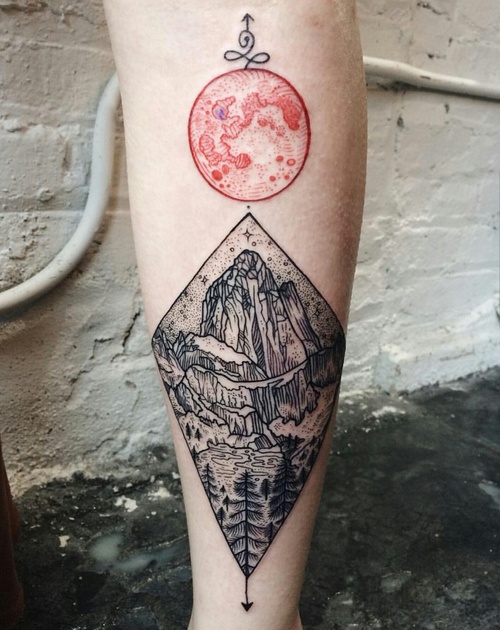 moon mountain tattoo