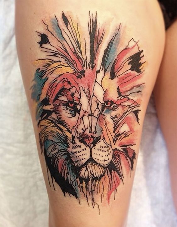  abstract lion tattoo