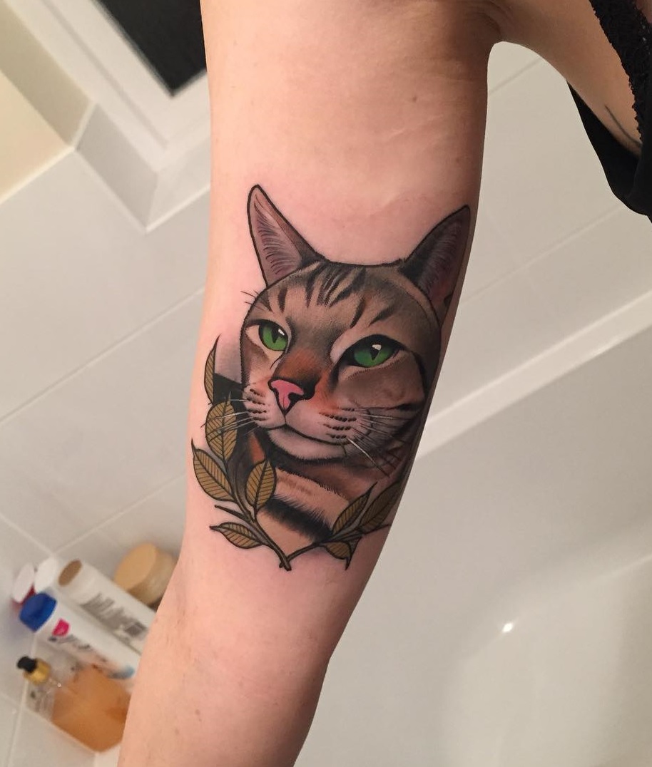 cat tattoo arm