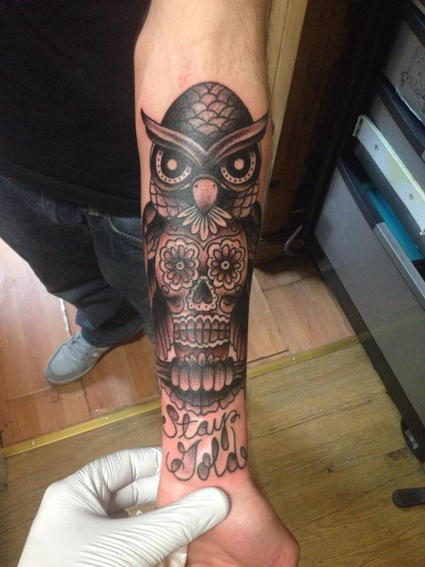  day of the dead owl tattoo