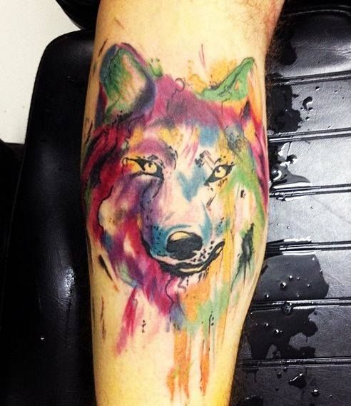  wolf tattoo acuarela