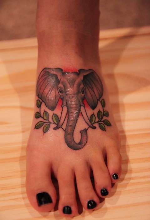  elephant tattoo foot