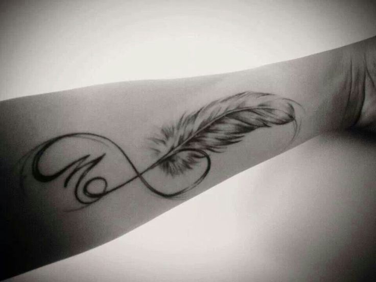  feather tattoo with words