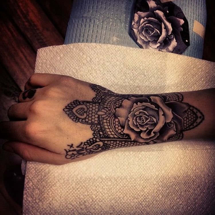 lace hand tattoos