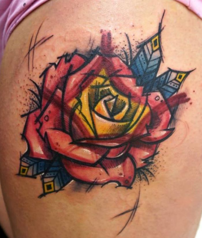  abstract rose tattoo