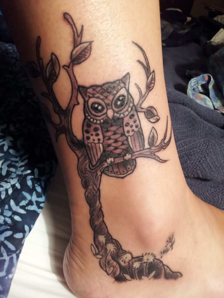  owl ankle tattoos