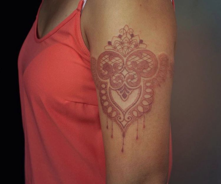 red lace tattoo