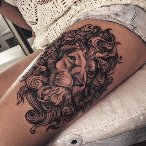 vintage lion tattoo