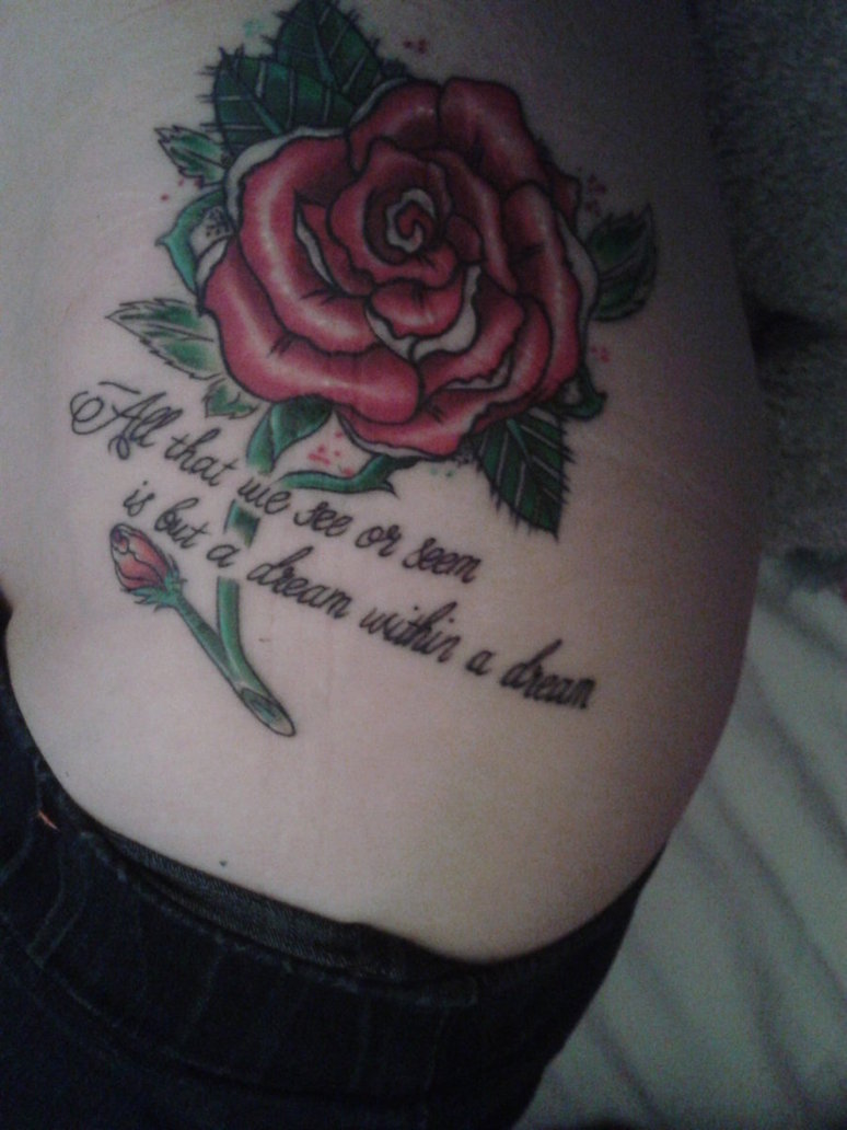  rose tattoo with quote