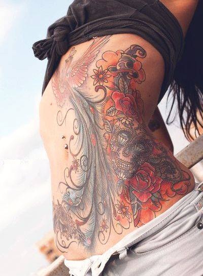 stomach lace tattoo