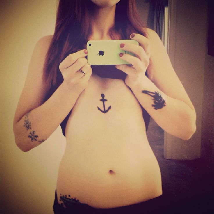 anchor sternum tattoo