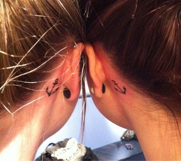  best friend tattoos behind ear